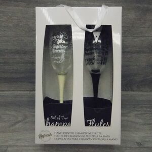 Refresh Hand Painted Champaign Flutes Wedding Anniversary Together Forever